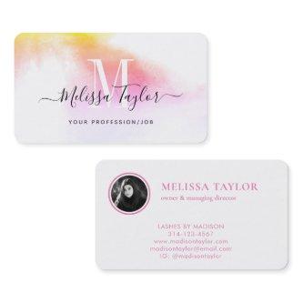 Misty Holography Pink and Gold Monogram Photo