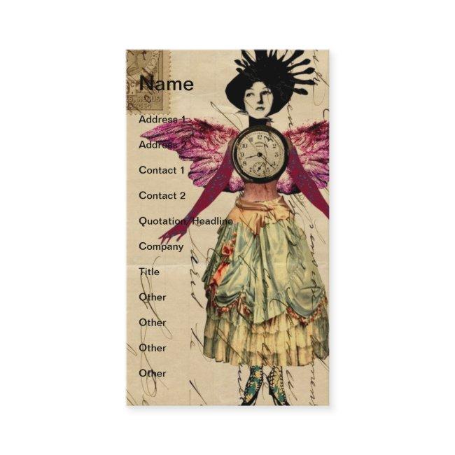 Mixed Media Doll With Pink Wings