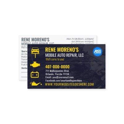 Mobile Automobile Car Repair Mechanic 2 Sided Busi