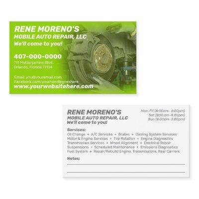 Mobile Automobile Car Repair Mechanic 2 Sided