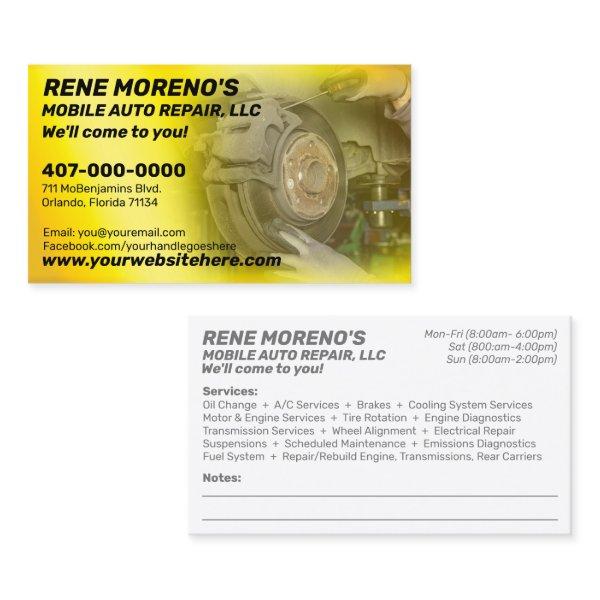 Mobile Automobile Car Repair Mechanic 2 Sided