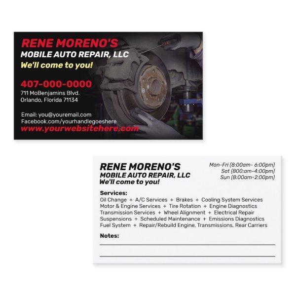 Mobile Automobile Car Repair Mechanic 2 Sided