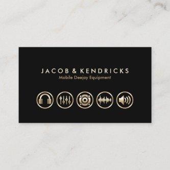 Mobile Deejay Equipment Gold Icons BusinessCard