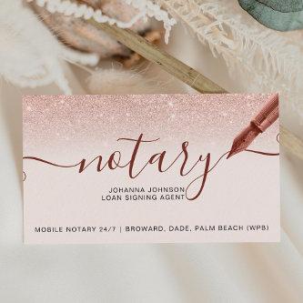 Mobile Notary loan rose gold glitter typography