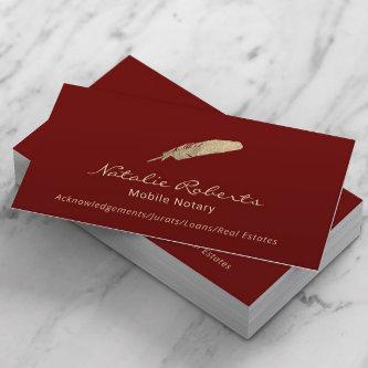 Mobile Notary Loan Signing Agent Gold Quill Red