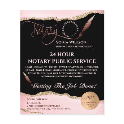 Mobile Notary & Loan Signing Agent Pink Agate Flye Flyer