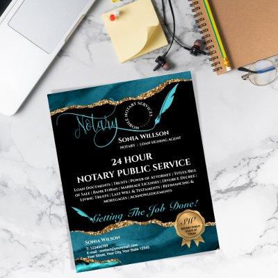 Mobile Notary & Loan Signing Agent Teal Agate  Fly Flyer