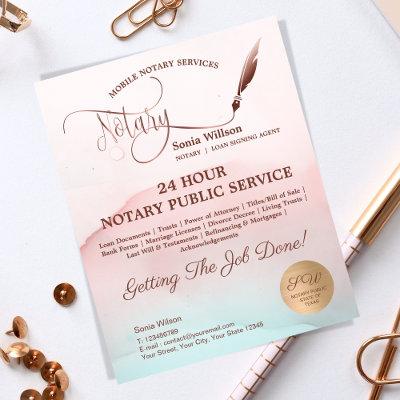 Mobile Notary & Loan Signing Blush Pink Agate  Flyer