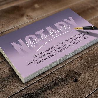 Mobile Notary Public Elegant Purple Signature