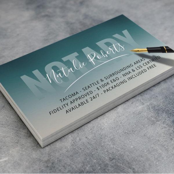 Mobile Notary Public Elegant Teal Ombre Signature