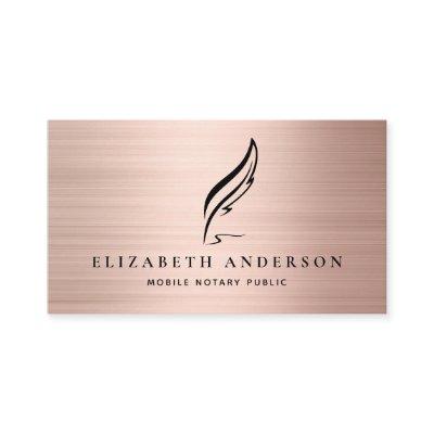 Mobile Notary Public Quill Rose Gold Brushed Metal