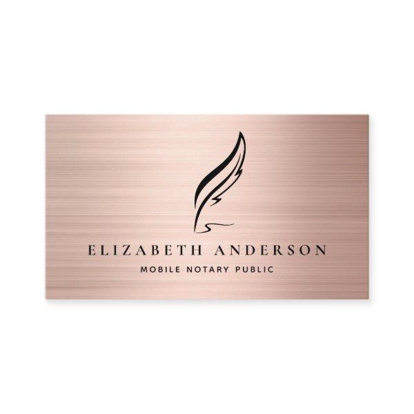 Mobile Notary Public Quill Rose Gold Brushed Metal