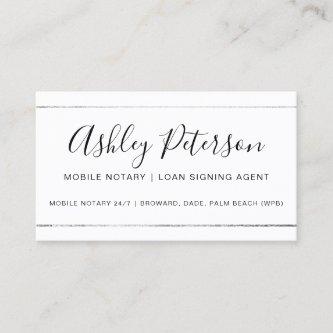Mobile Notary public typography silver stripe