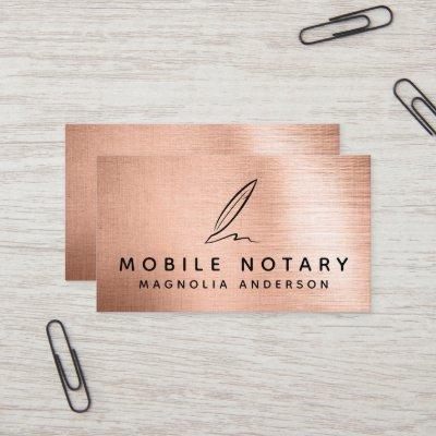 Mobile Notary Quill Rose Gold Brushed Metal