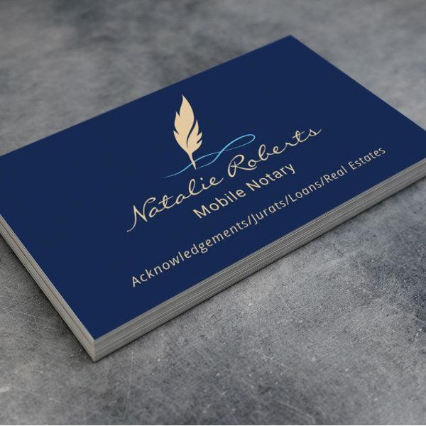 Mobile Notary Signing Agent Custom Quill Logo Navy