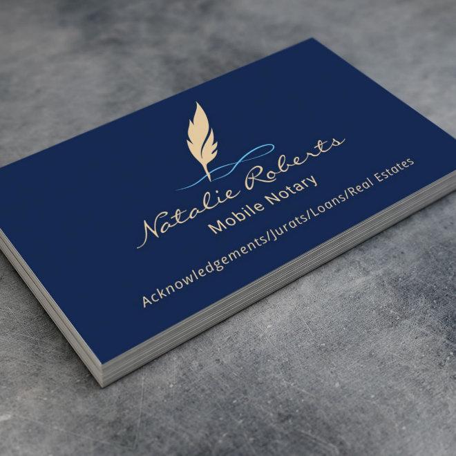 Mobile Notary Signing Agent Custom Quill Logo Navy