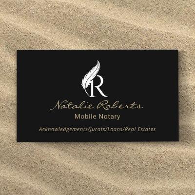 Mobile Notary Signing Agent Feather Monogram Logo