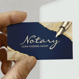 Mobile Notary Signing Agent Navy & Gold Agate
