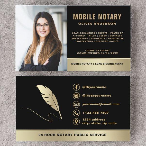 Mobile Notary Signing Agent Photo Black & Gold