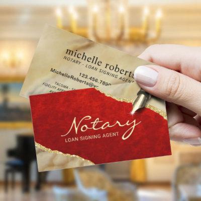 Mobile Notary Signing Agent Red & Gold Agate