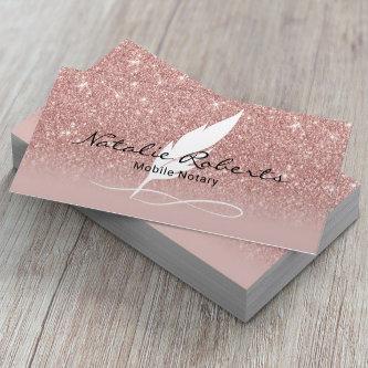 Mobile Notary Signing Agent Rose Gold Quill