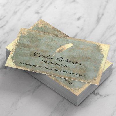 Mobile Notary Signing Agent Vintage Gold Quill
