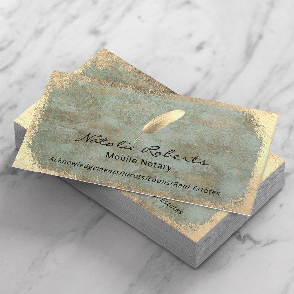 Mobile Notary Signing Agent Vintage Gold Quill