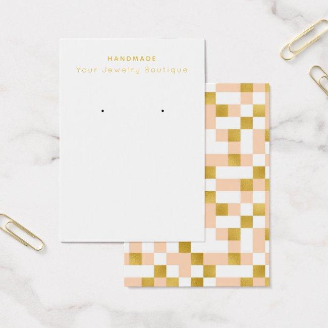 Mod Peach Gold Checkerboard Earring Display Cards