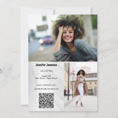 Model Actor Comp Card | 3 Photos and QR Code
