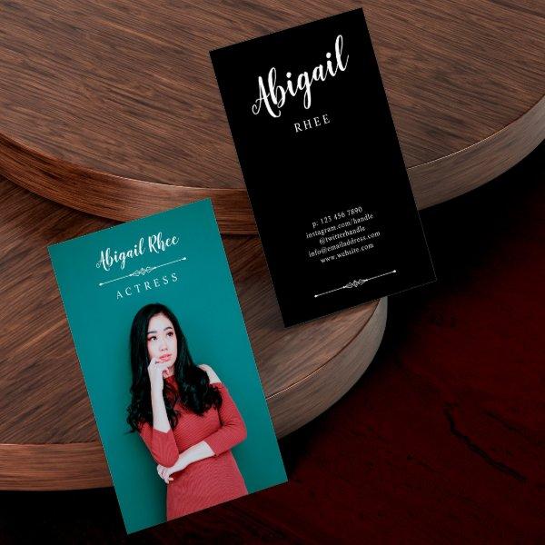 Model Actress Headshot Calligraphy Script