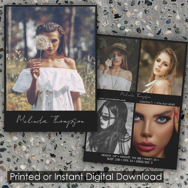 Model Actress Modeling Comp Card 5 Photo Script