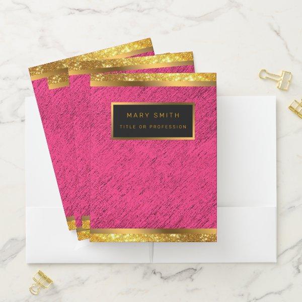 Modern 2in1 Gold Glitter Pink  & Pocket Folder