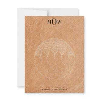 Modern 3 letter Monogram Boho Terracotta Note Card