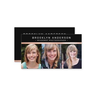 Modern 3 Photo Photographer Rose Gold Foil