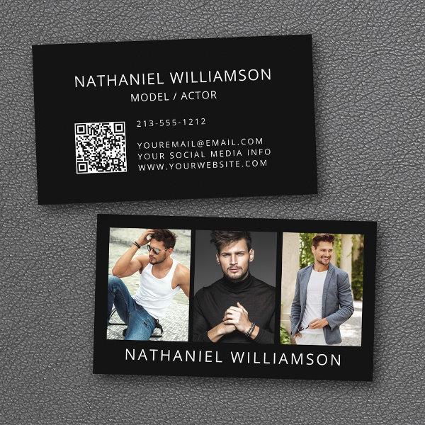 Modern 3 Photos Model and Actor QR Code