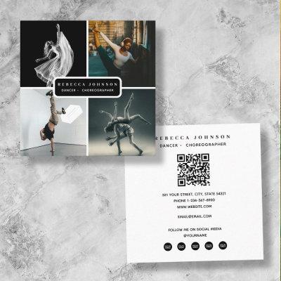Modern 4 Photo Dancer Choreographer QR Code Square