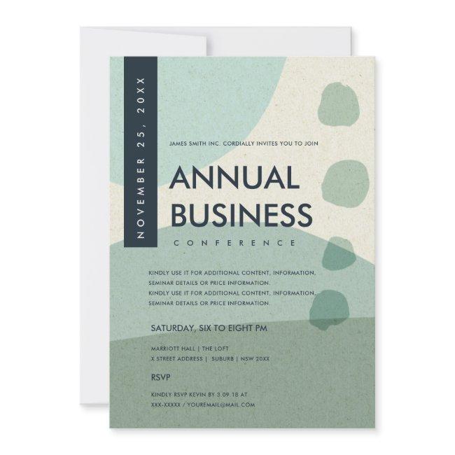 MODERN ABSTRACT ART AQUA BLUE CONFERENCE EVENT INVITATION