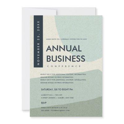 MODERN ABSTRACT ART AQUA BLUE CONFERENCE EVENT INVITATION