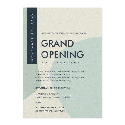 MODERN ABSTRACT ART AQUA BLUE GRAND OPENING EVENT INVITATION