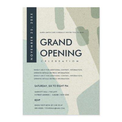 MODERN ABSTRACT ART AQUA BLUE GRAND OPENING EVENT INVITATION