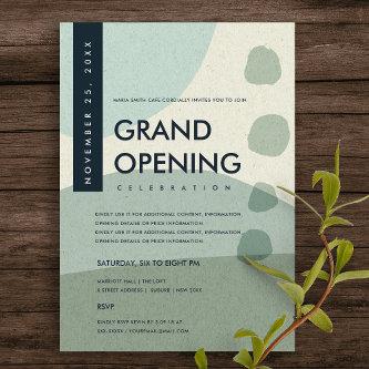 MODERN ABSTRACT ART AQUA BLUE GRAND OPENING  EVENT INVITATION