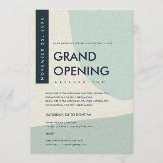 MODERN ABSTRACT ART AQUA BLUE GRAND OPENING EVENT INVITATION