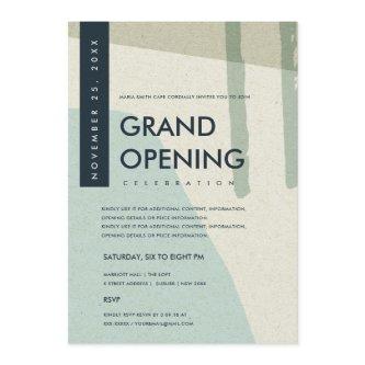 MODERN ABSTRACT ART AQUA BLUE GRAND OPENING EVENT INVITATION