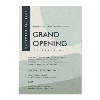 MODERN ABSTRACT ART AQUA BLUE GRAND OPENING EVENT INVITATION