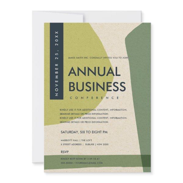MODERN ABSTRACT ART LIME GREEN CONFERENCE EVENT INVITATION