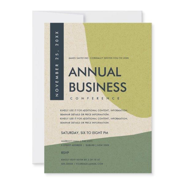 MODERN ABSTRACT ART LIME GREEN CONFERENCE EVENT INVITATION