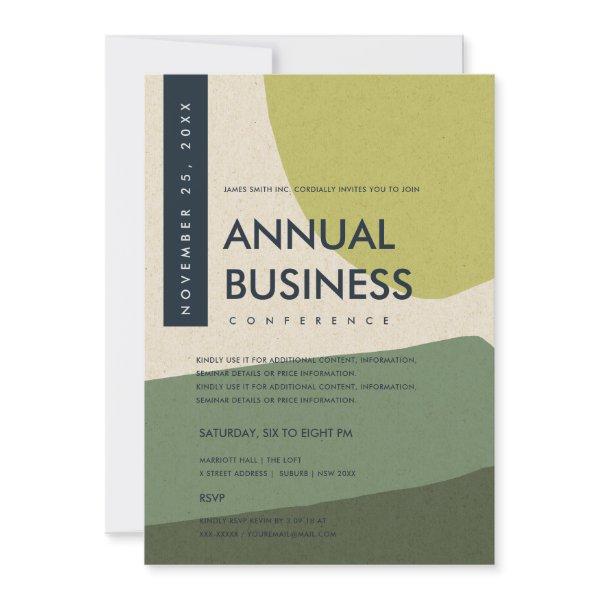 MODERN ABSTRACT ART LIME GREEN CONFERENCE EVENT INVITATION