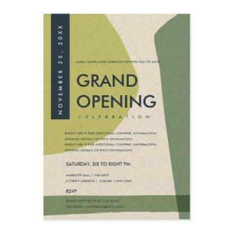 MODERN ABSTRACT ART LIME GREEN GRAND OPENING EVENT INVITATION