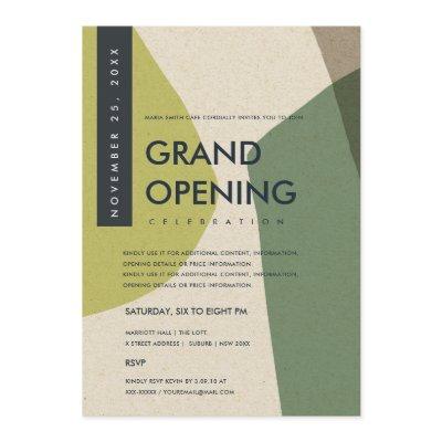 MODERN ABSTRACT ART LIME GREEN GRAND OPENING EVENT INVITATION