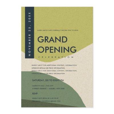 MODERN ABSTRACT ART LIME GREEN GRAND OPENING EVENT INVITATION